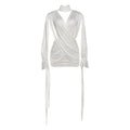 Hollow-Out Long Sleeve Deep V Cross Stitching Hip Dress Bella Mia