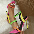 Color Block Pointed Peep Toe High Heel Sandals