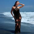Solid Color Cutout Halter Beach Cover-Up Dress Bella Mia