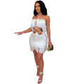 Halter Fringe Backless Cutout Tie Bodycon Mini Dress