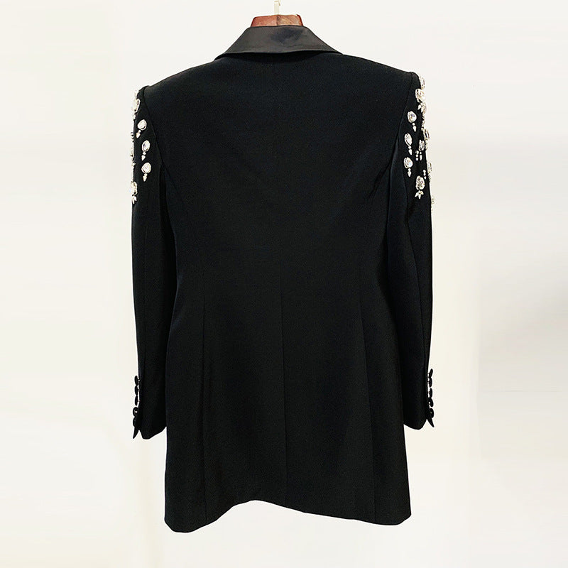 Star Handmade Gorgeous Heavy Industry Beads Diamond Embedded Slim Fit Long Blazer Wanita Store