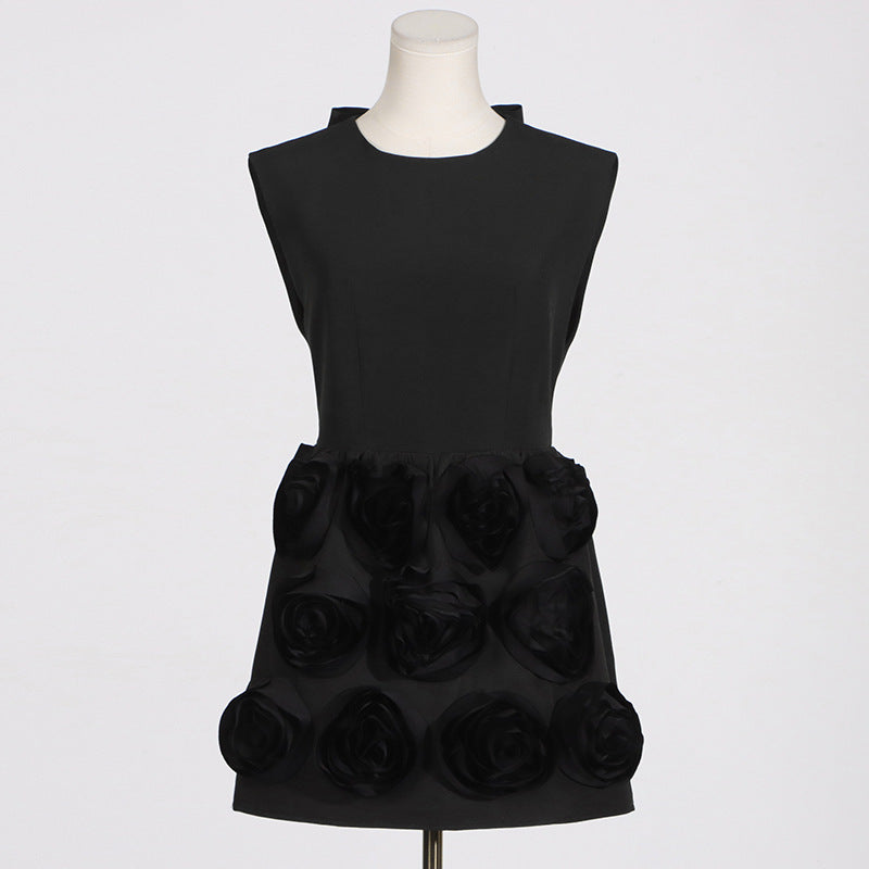 French Elegant Summer High Sense Stitching Floral Backless Design Short Dress Women Summer Wanita Store