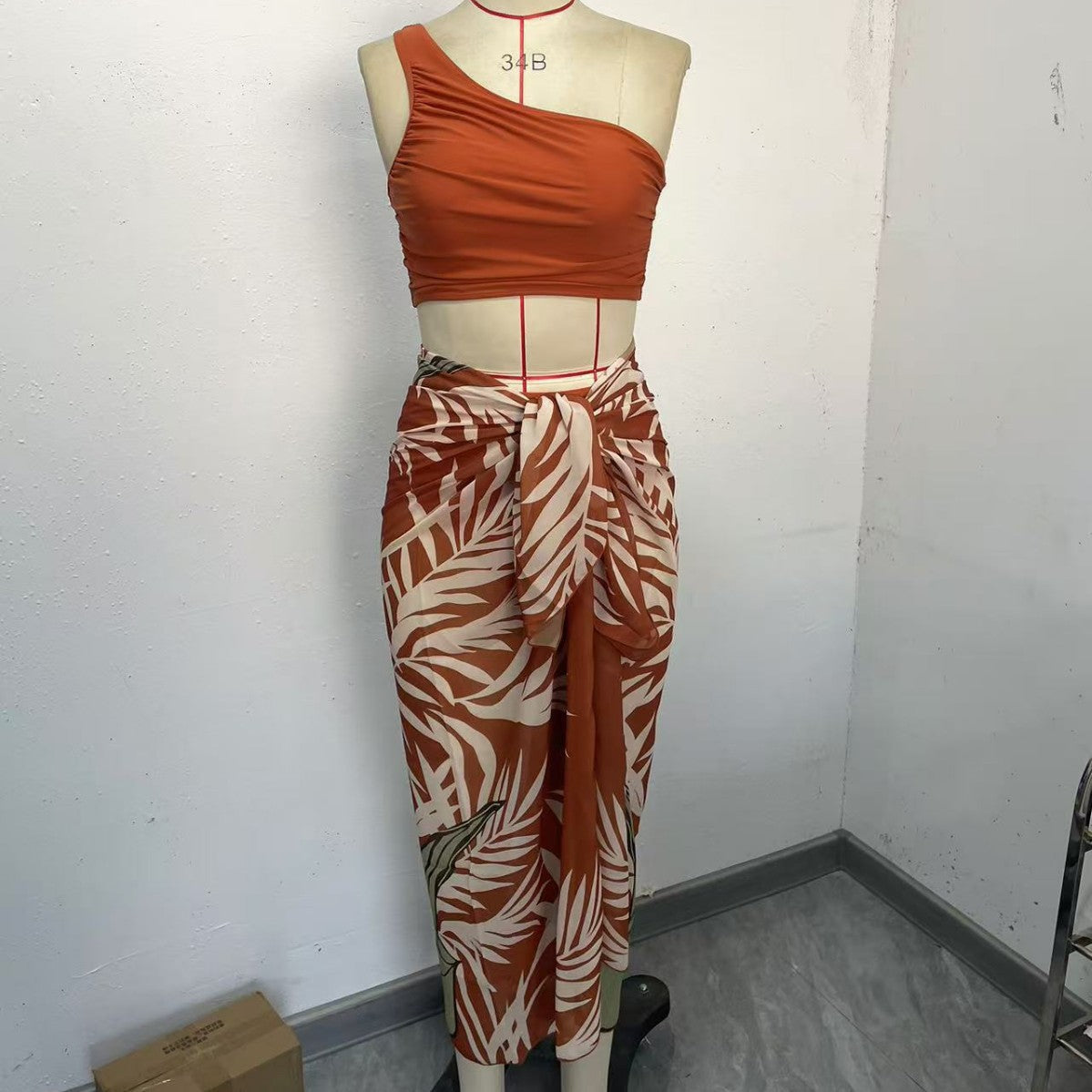 High Waist Asymmetric Ruched Bikini Set Bella Mia