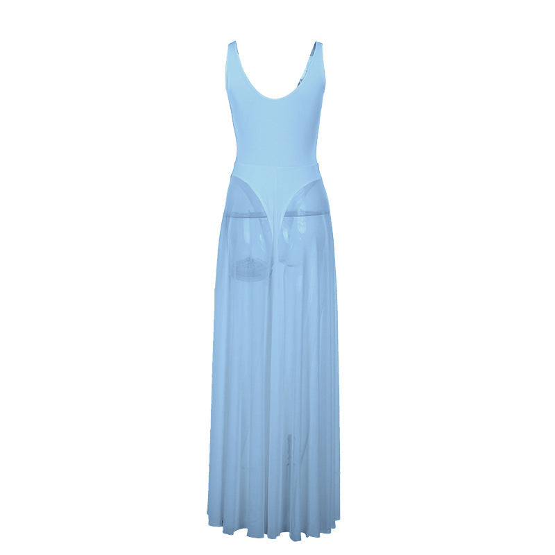 Autumn Sexy Maxi Dress Vacation Slim Fit Mesh A Line Dress Bella Mia