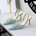 French Belt Buckle Suede Stiletto Heel Sandals