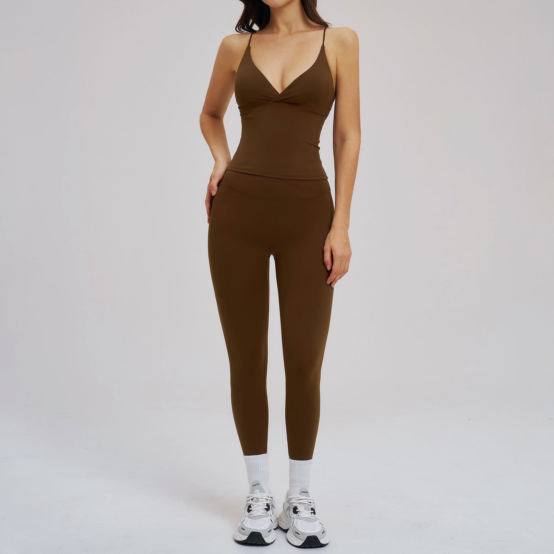 Brushed Sports Tight Back Running Sports Casual Suit Outdoor Riding Yoga Two Piece Sets