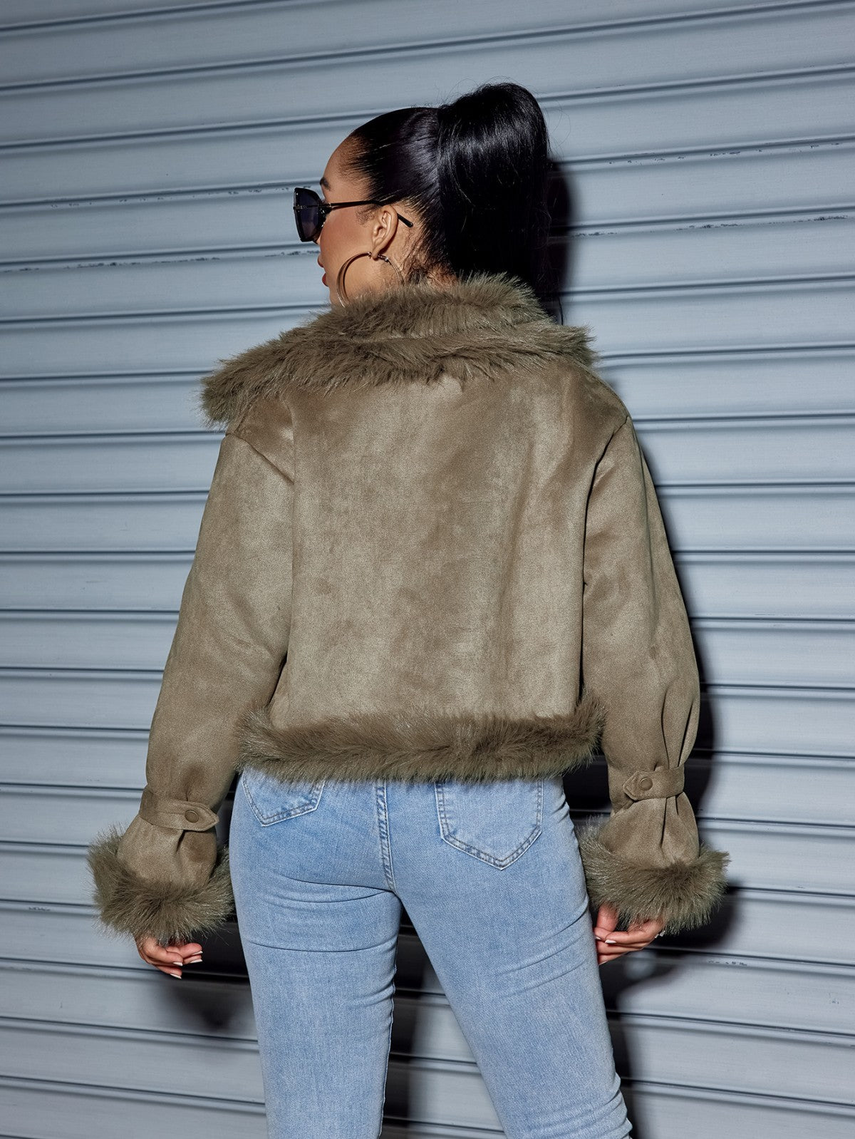 Suede Short Coat Women Fall Winter Jacket Motorcycle Clothing Women