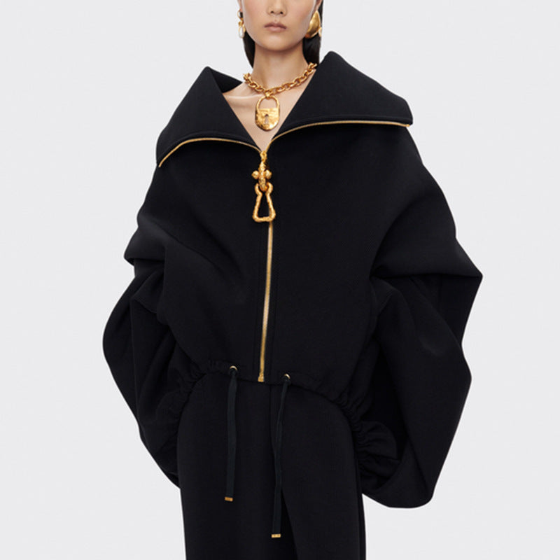 Collared Batwing Short Coat
