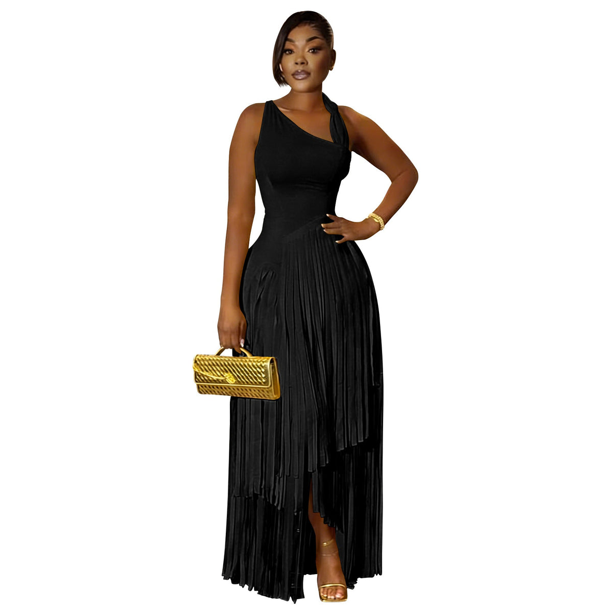 Women Clothing Solid Color Tassel Dress Elegant Slim Dress Wanita Store