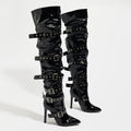 Punk Belt Buckle Over-the-Knee Stiletto Boots