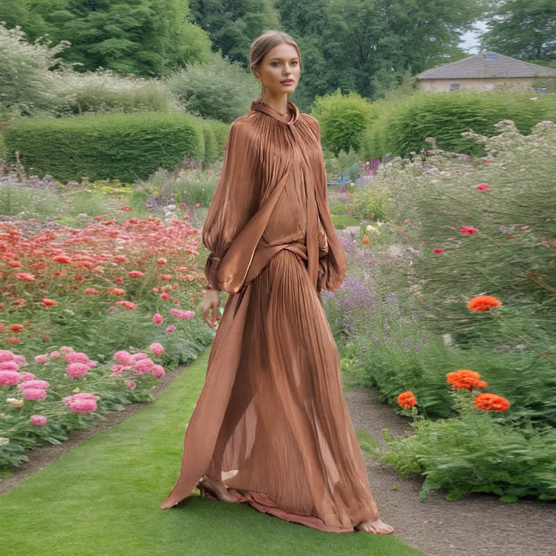 Batwing Sleeve Lace-Up High-Grade Maxi Dress Bella Mia