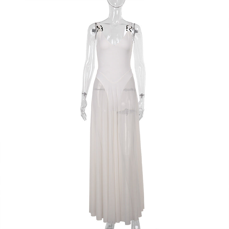 Autumn Sexy Maxi Dress Vacation Slim Fit Mesh A Line Dress Bella Mia