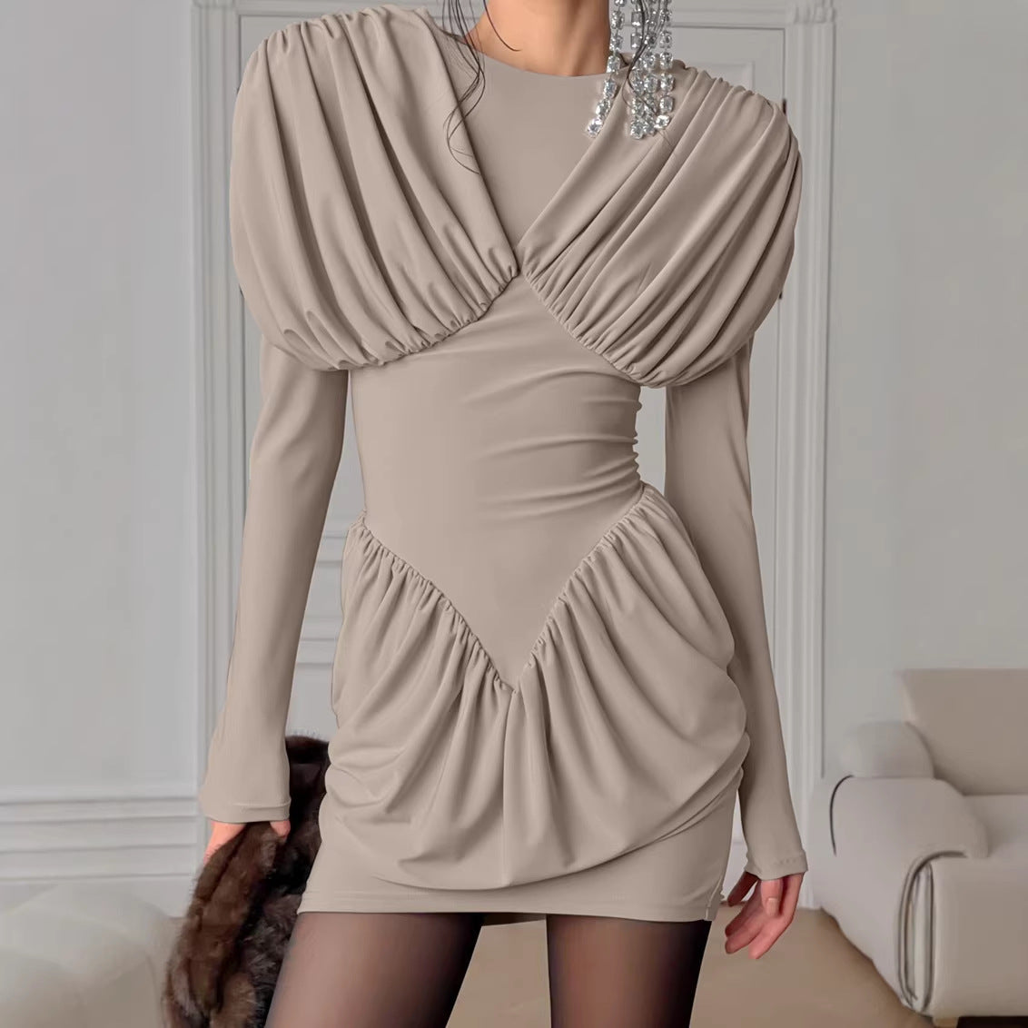 Niche Black Elegant Dress Slim Waist Spring Women Clothing Wanita Store