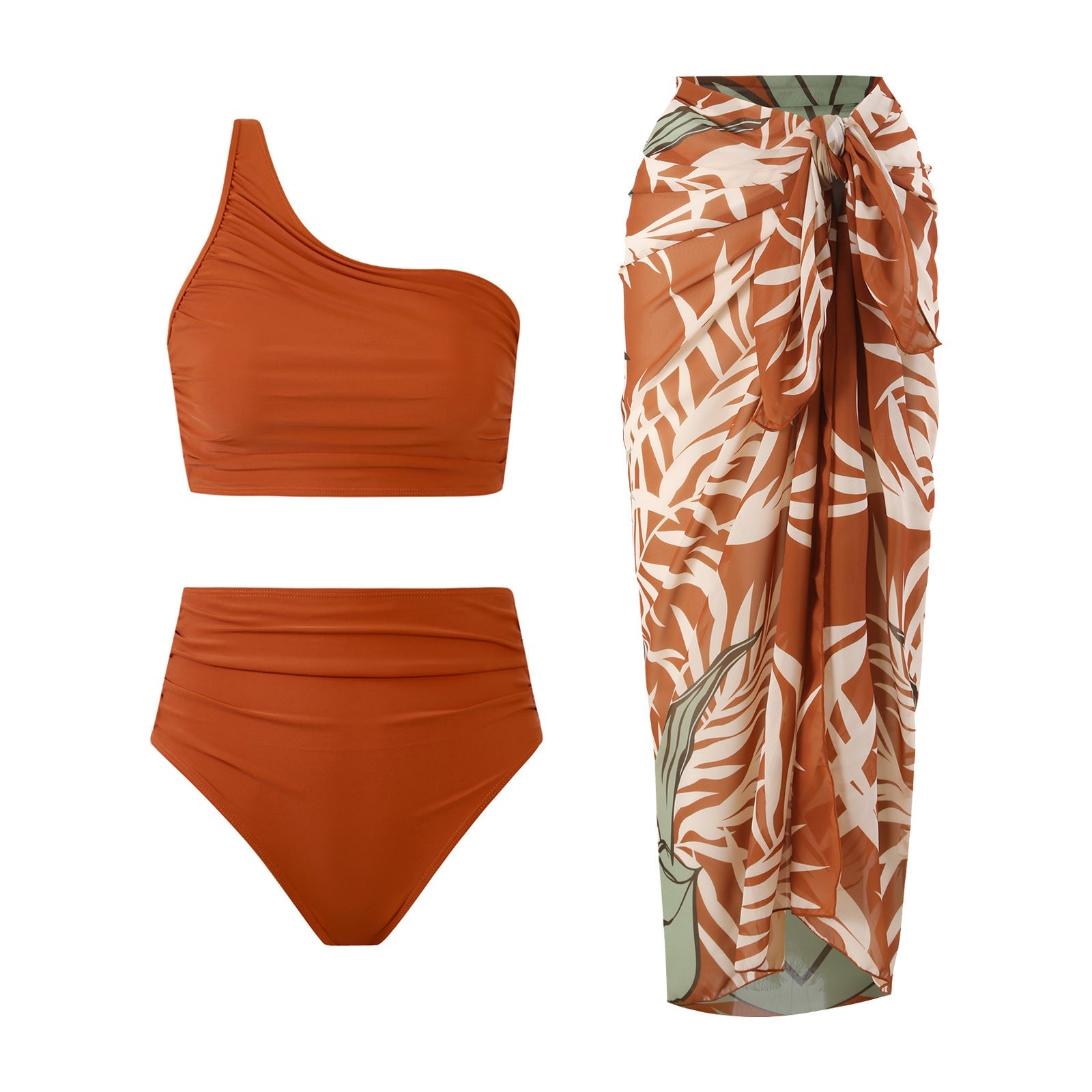 High Waist Asymmetric Ruched Bikini Set Bella Mia