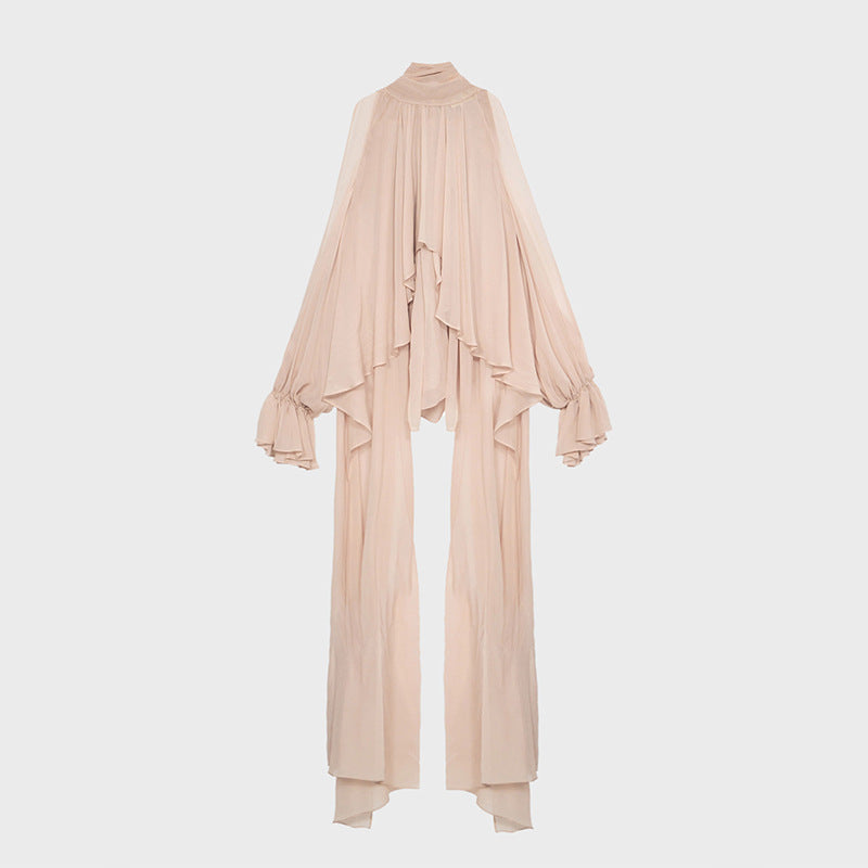 Asymmetric Stand Collar Loose Halter Shirt Bella Mia