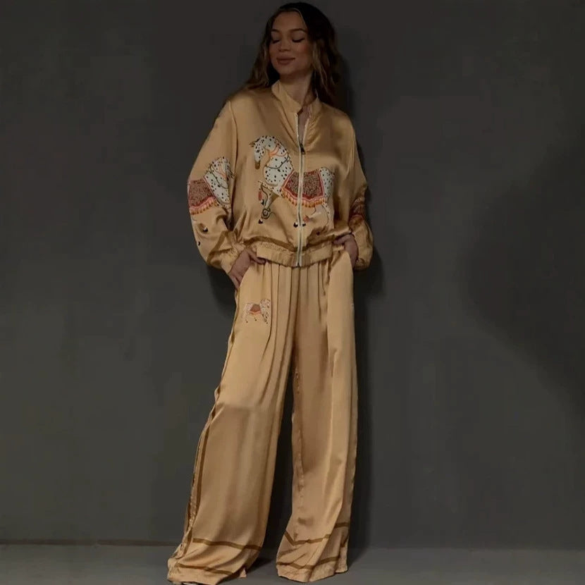 Summer Sexy Print Coat Two Piece Sets Pants Bella Mia