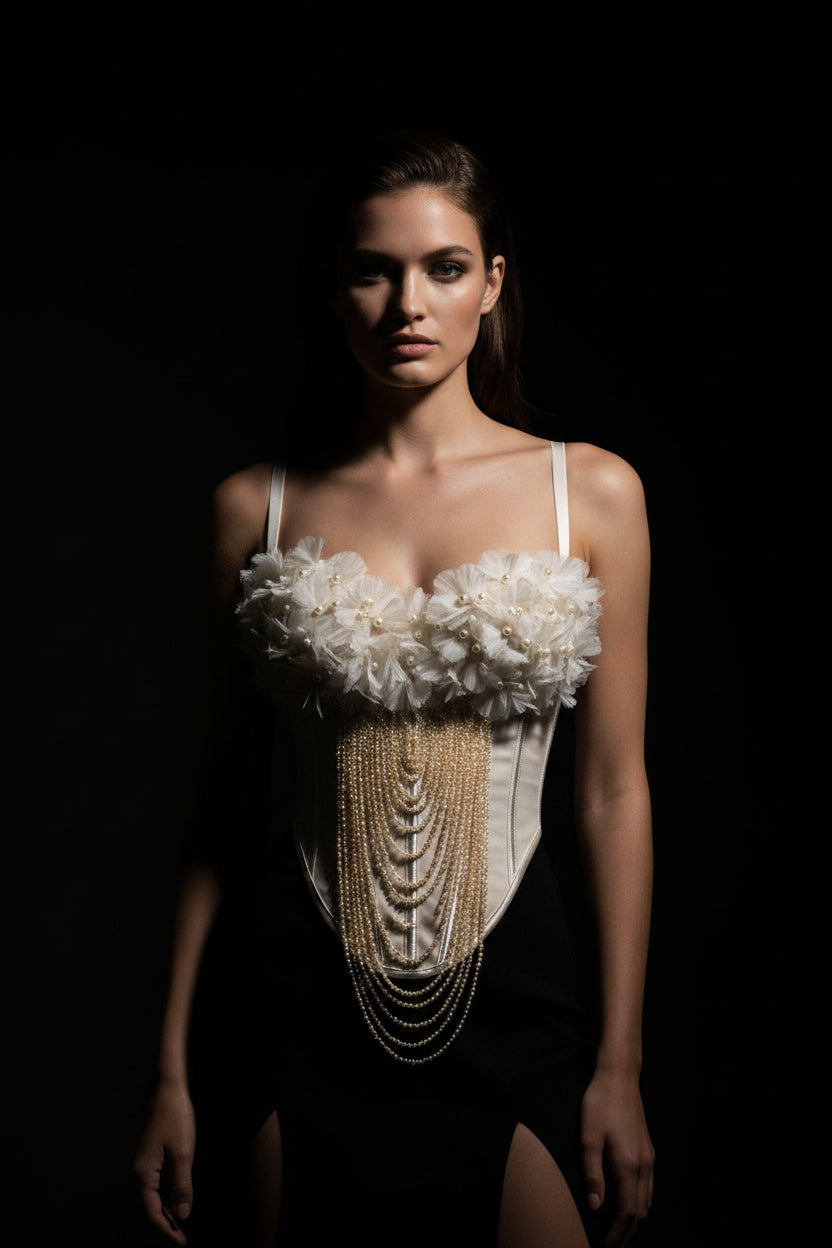 Handmade Floral Tassel Boning Corset Tube Top Bella Mia