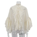 All Match Casual Women Shirt Design Ruffled Stand up Collar Long Sleeved French Top Bella Mia