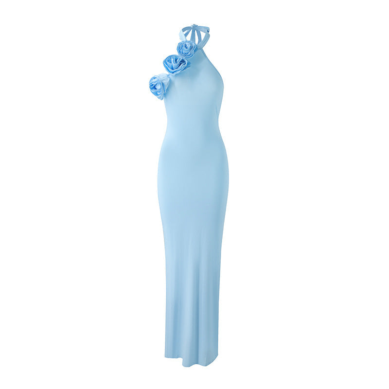3D Floral Halter Backless Split Dress Bella Mia