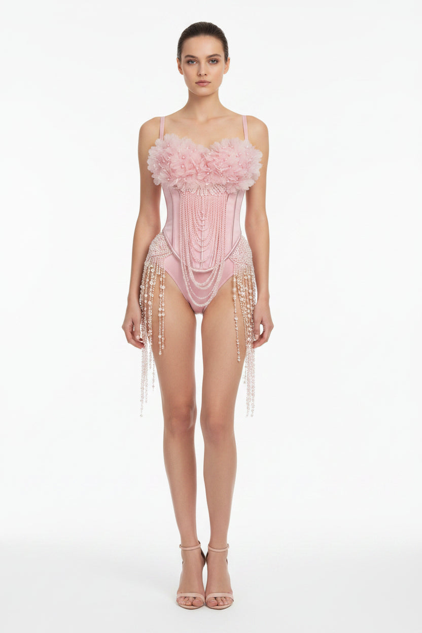 Handmade Floral Tassel Boning Corset Tube Top Bella Mia