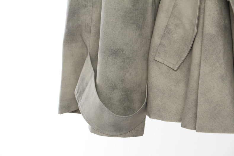 Autumn Winter Camouflage Printing Ink Printing Coat Trench Coat Skirt Casual Suit