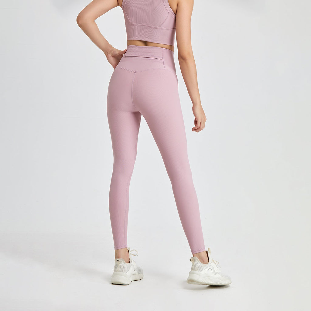 One Piece Non Embarrassing Line High Waist Pocket Yoga Pants Nude Feel Peach Hip Tight Workout Exercise Pants