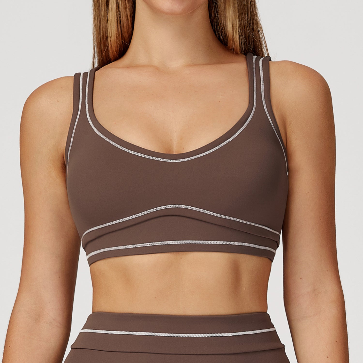 Contrast Color Brushed Yoga Bra Advanced Sense U Shaped Beauty Back Exercise Underwear Running Fitness Yoga Wear