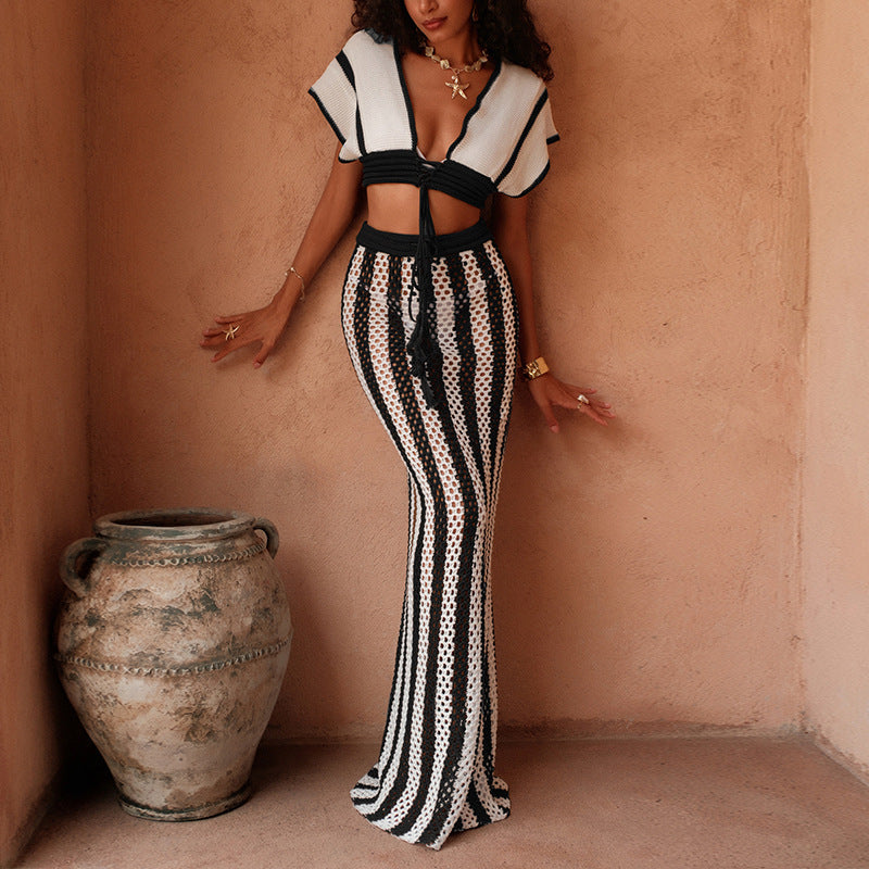 Knit Tied Top Bikini & Beach Skirt Two-Piece Set Bella Mia