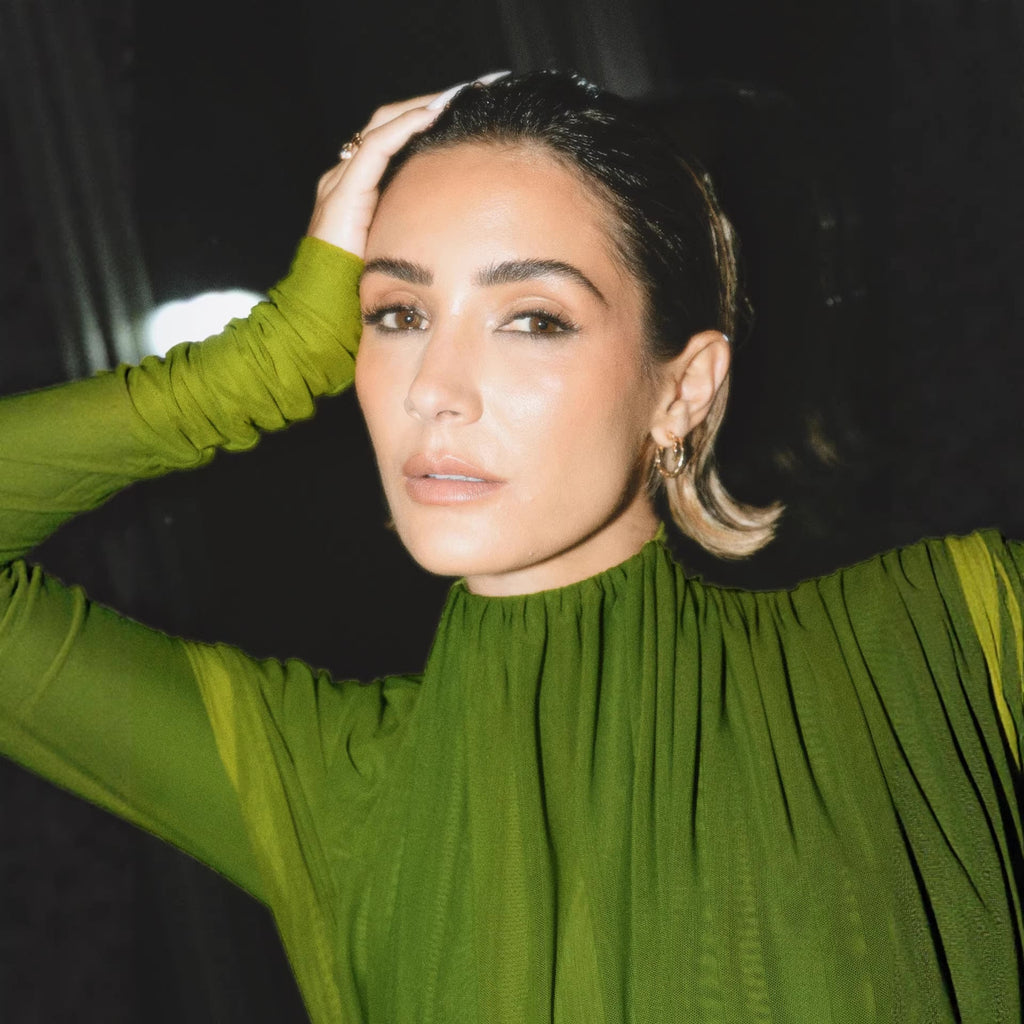 Dress Winter round Neck Green Pleated Long Sleeve Wanita Store