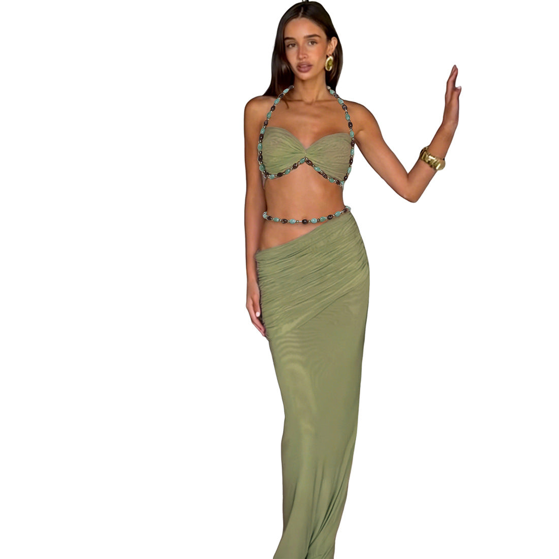 Halter Sling High Waist Slim Hip Skirt Two-Piece Set Bella Mia