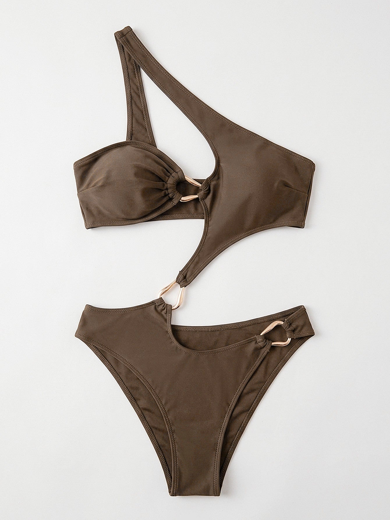 One Piece Swimsuit Solid Color One Piece Swimsuit Shoulder Asymmetric Bella Mia