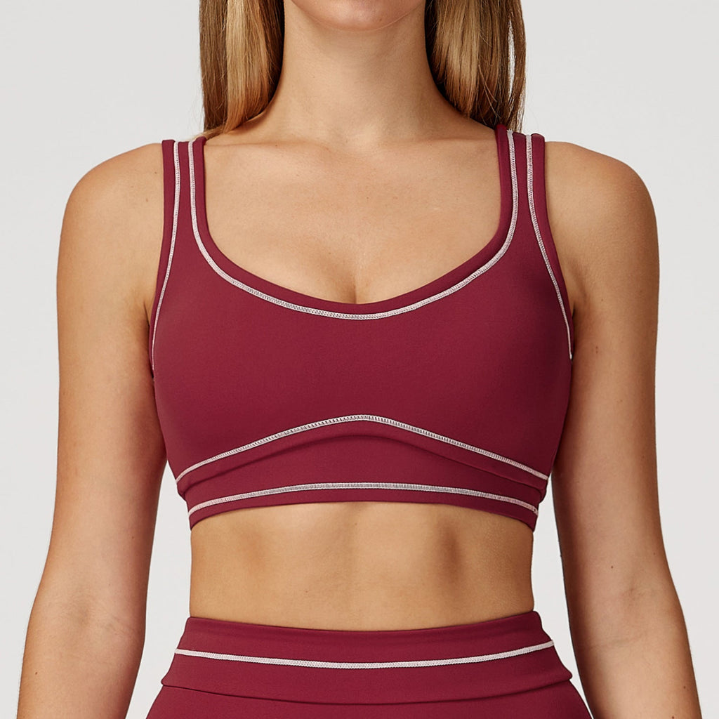 Contrast Color Brushed Yoga Bra Advanced Sense U Shaped Beauty Back Exercise Underwear Running Fitness Yoga Wear