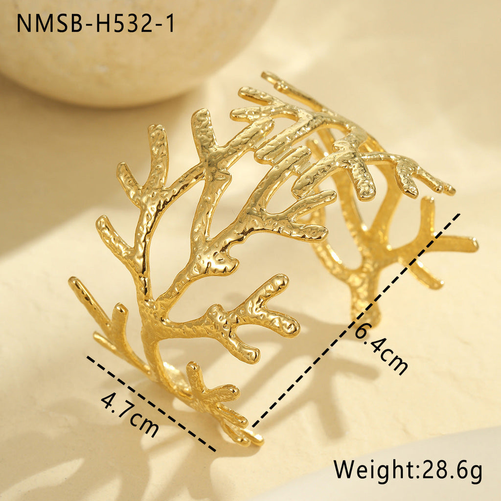 Ocean Coral Starfish Shell 18K Gold Titanium Steel Bracelet Bella Mia