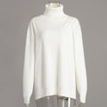 Turtleneck Slit Loose Solid Knit Sweater Bella Mia