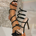 Rhinestone Bow Open Toe Stiletto Sandals