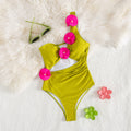 Solid Color One Piece Swimsuit Women One Shoulder Tube Top Hollow Out Cutout out Skirt Hip Wrapped Short Skirt Two Piece Sets Bella Mia
