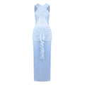 Solid Color Mesh Pleated Cross Sling Vacation Dress Bella Mia