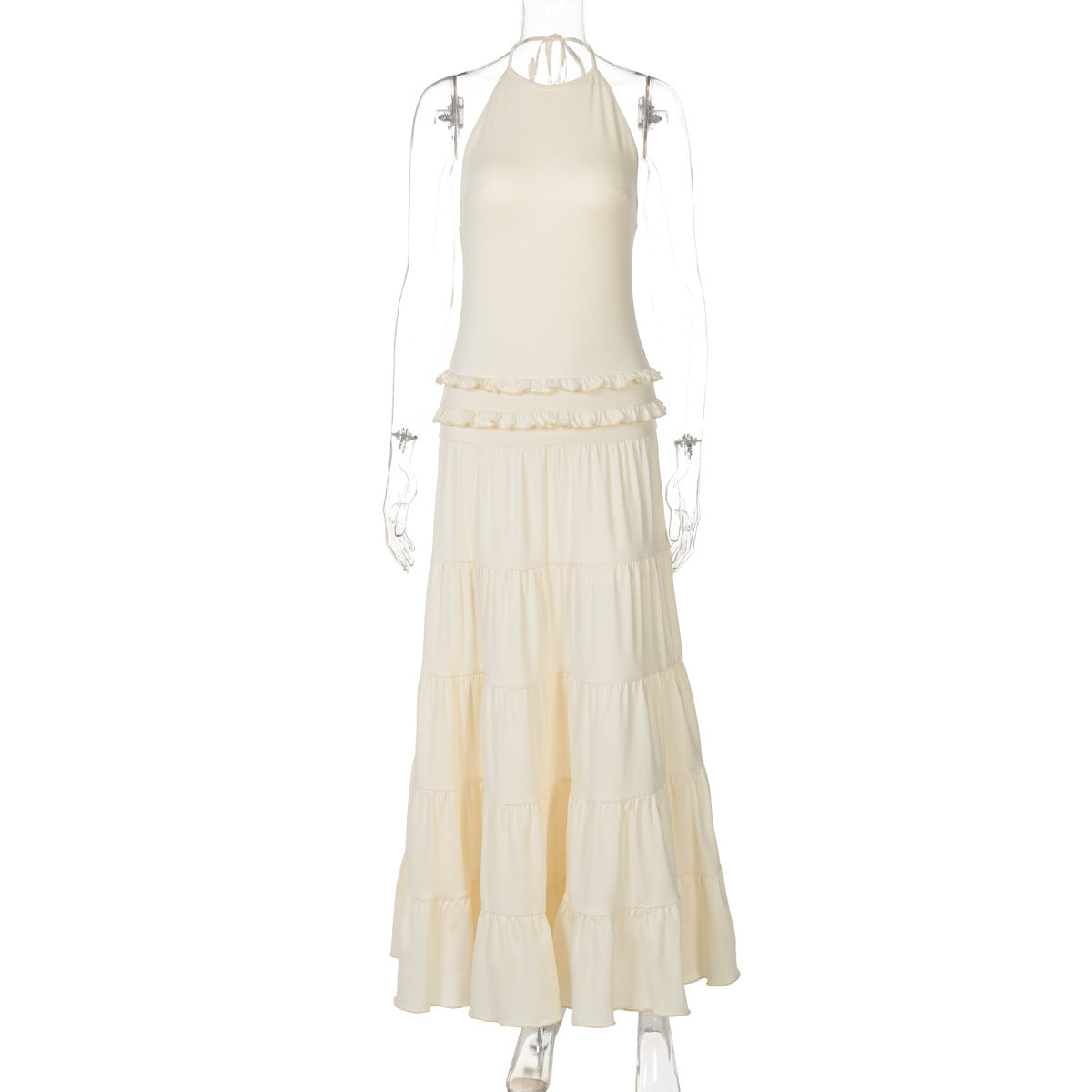 Women Clothing Summer Sexy Backless Halter Pleated Dress Women