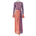 Summer Slim Fit Women Clothing Lightweight Slightly Transparent Sheath Asymmetric Dress round Neck Pleated Long Sleeve Dress Ragazza
