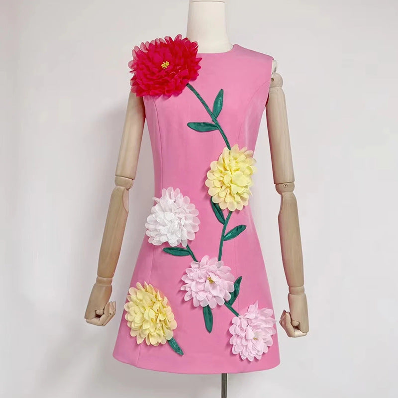 3D Floral Patchwork Slim Slimming Mini Dress Bella Mia