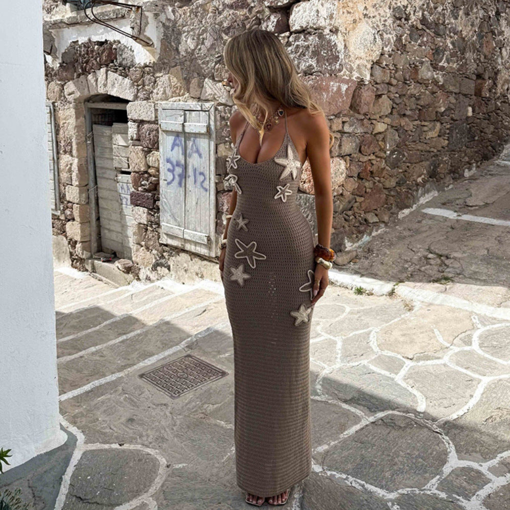 Halter Suspender Tied High Waist Elegant Knit Dress Bella Mia