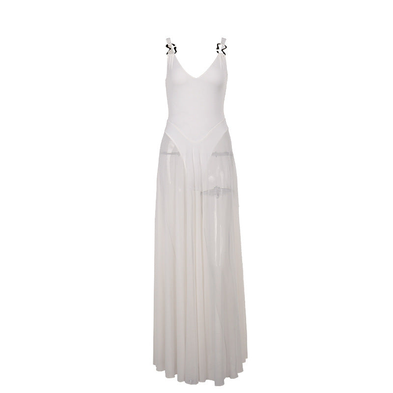 Autumn Sexy Maxi Dress Vacation Slim Fit Mesh A Line Dress Bella Mia