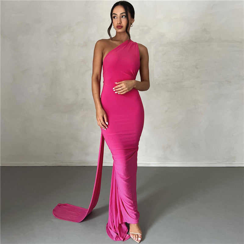 Halter Backless Ruched Bodycon Maxi Dress