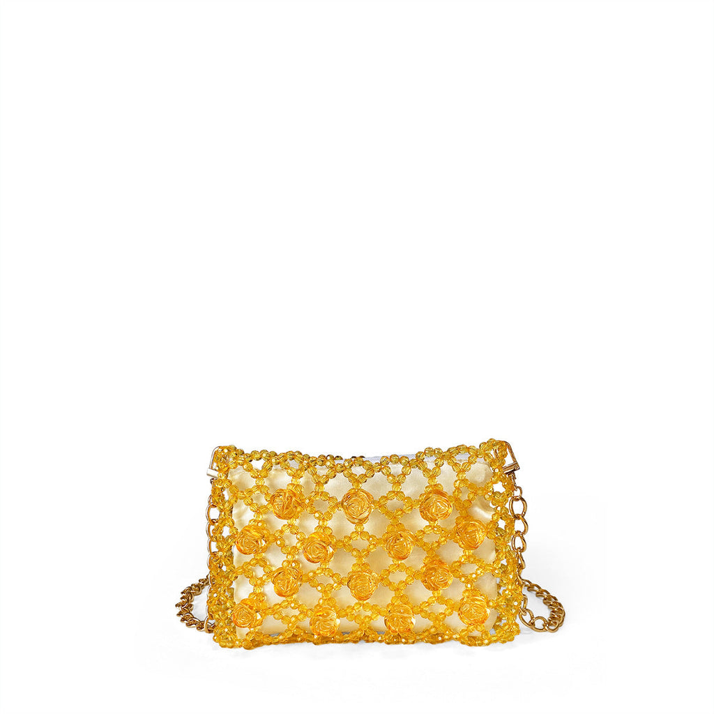 Handmade Acrylic Beaded Bag Hollow Out Cutout Crossbody Bag Woven Niche Vintage Beads Women Bag