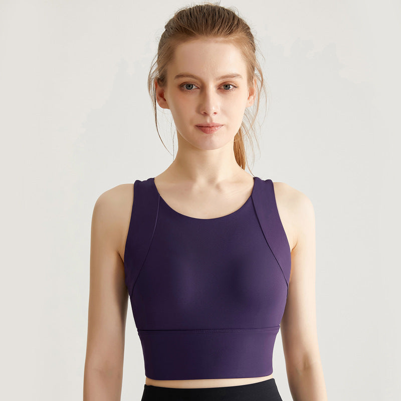 High-Strength Shockproof Nude Feel Sports Underwear Women Running Quick-Drying Fitness Yoga Wear Bra One-Piece Cup