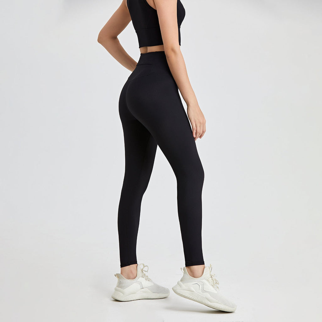 One Piece Non Embarrassing Line High Waist Pocket Yoga Pants Nude Feel Peach Hip Tight Workout Exercise Pants