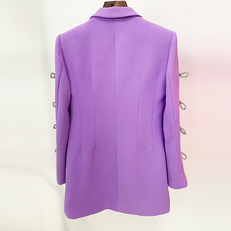 Pink Jeweled Bow Pearl Blazer Dress