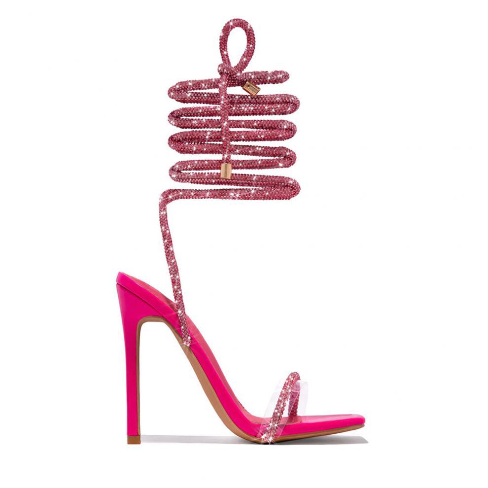 Lace-Up Pointed Stiletto Heel Sandals