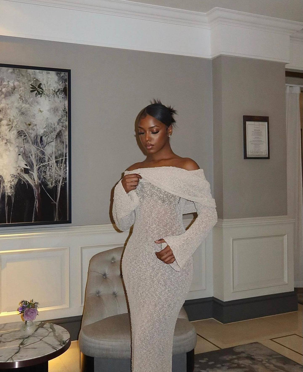 Beach Vacation Sexy Dress Knitted Hollow Out Cutout Out Off Neck Maxi Dress Blouse Summer Women's