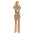 Autumn Winter Women Clothing Sexy Backless Slim Fit Hooded Deep V Plunge neck Sleeveless Dress Ragazza